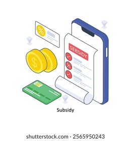 Subsidy isometric Colored illustration. EPS File stock illustration