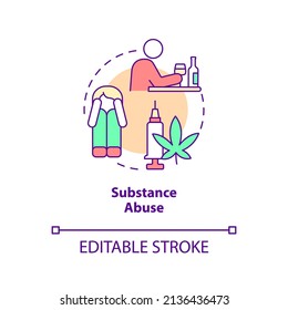 Substance abuse concept icon. Adverse and stressful experience abstract idea thin line illustration. Rough childhood. Isolated outline drawing. Editable stroke. Arial, Myriad Pro-Bold fonts used