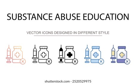 Substance Abuse Education ícone design com fundo branco ilustração de stock