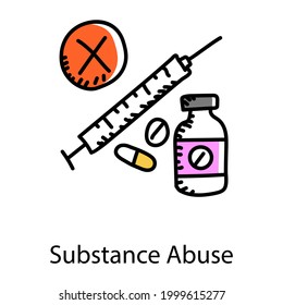 Substance Abuse Hand Drawn Icon Medicines Stock Vector (Royalty Free ...