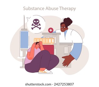 Substance Abuse Therapy concept. Compassionate care in overcoming addiction. Road to recovery and empowerment.