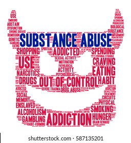 Substance Abuse word cloud on a white background.  