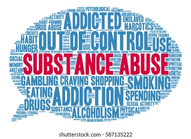 Substance Abuse word cloud on a white background.  