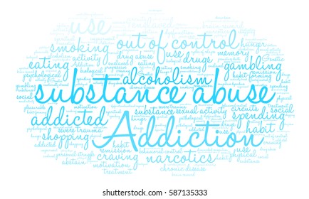 Substance Abuse word cloud on a white background.  