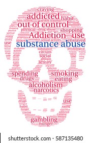 Substance Abuse word cloud on a white background.  