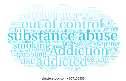 Substance Abuse word cloud on a white background.  
