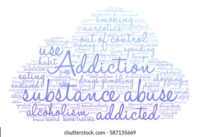 Substance Abuse word cloud on a white background.  