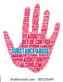 Substance Abuse word cloud on a white background.  