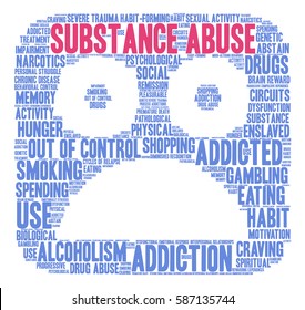 Substance Abuse word cloud on a white background.  