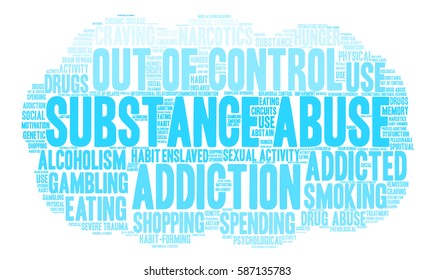 Substance Abuse word cloud on a white background.  