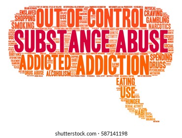 Substance Abuse word cloud on a white background.  