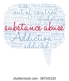 Substance Abuse word cloud on a white background.  
