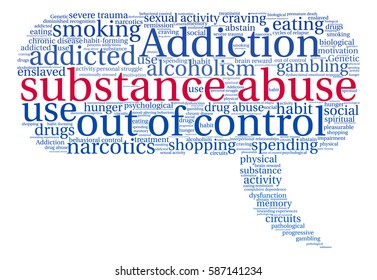 Substance Abuse word cloud on a white background.  