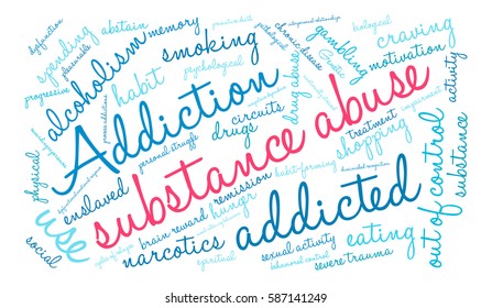 Substance Abuse word cloud on a white background.  