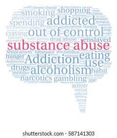 Substance Abuse word cloud on a white background.  