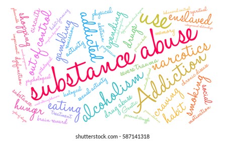 Substance Abuse word cloud on a white background.  