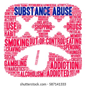 Substance Abuse word cloud on a white background.  