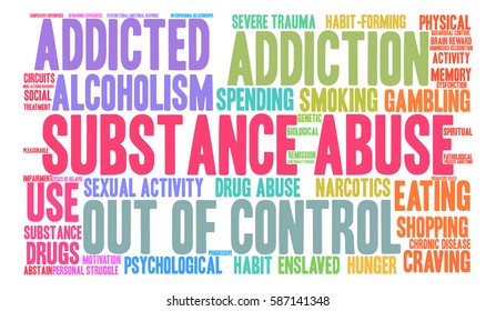 Substance Abuse word cloud on a white background.  