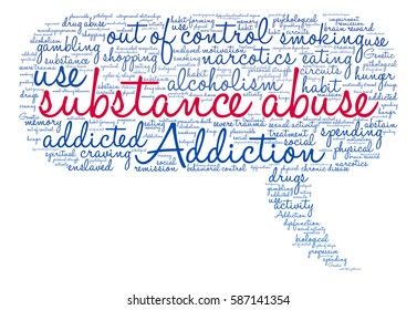 Substance Abuse word cloud on a white background.  
