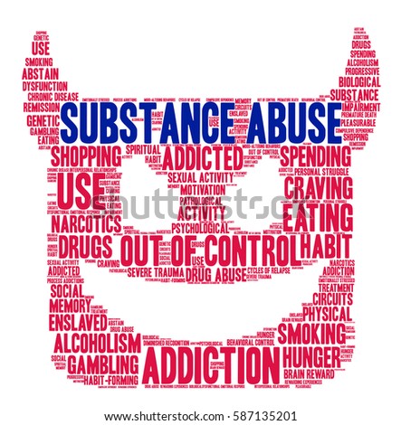 Substance Abuse word cloud on a white background.  