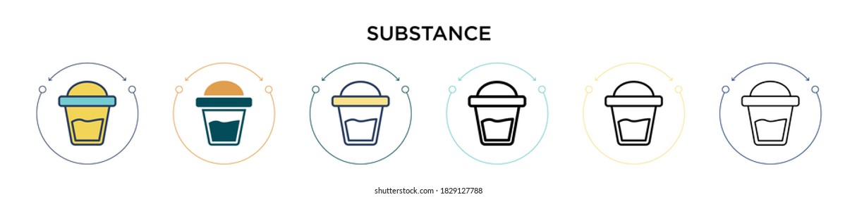 Substance icon in filled, thin line, outline and stroke style. Vector illustration of two colored and black substance vector icons designs can be used for mobile, ui, web