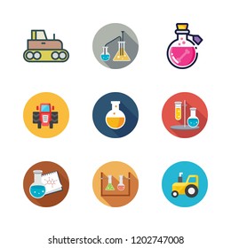 substance icon set. vector set about flask, poison, flasks and tractor icons set.