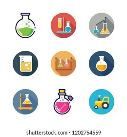 substance icon set. vector set about flasks, poison, tractor and flask icons set.