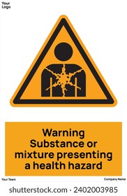 Substance or mixture presenting a health hazard signs symbol standard iso 7010