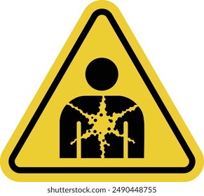 Substances hazardous to health sign. Substances that pose a health hazard. Observe safety measures at industrial facilities, laboratories, and chemical plants. Warning yellow triangular road sign.