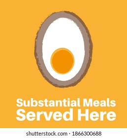 Substantial Meals served here- Scotch Egg vector illustration on a yellow background