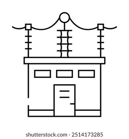 vetor de ícone de linha elétrica de subestação. sinal elétrico de subestação. símbolo de contorno isolado ilustração preta