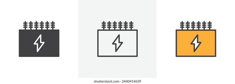 Substation and Electric Transformer Icons. Energy Distribution and Power System Symbols