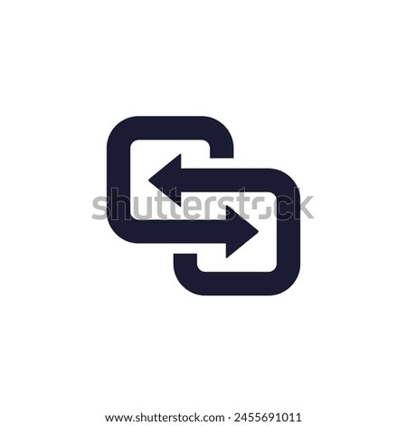 Substitute or replace icon, pictogram on white