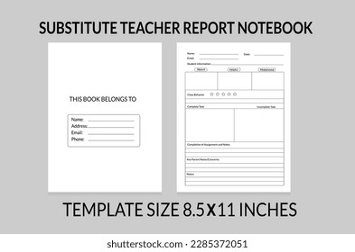 
Substitute Teacher Report Notepad, Template interior 