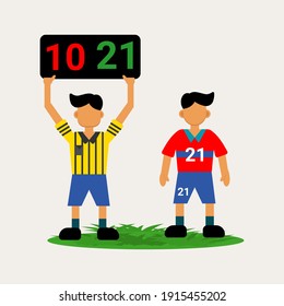 substitution football player vector illustration