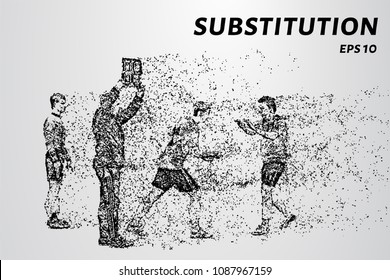 The substitution of a player by the wind tearing of the particles. Substitution consists of circles and dots