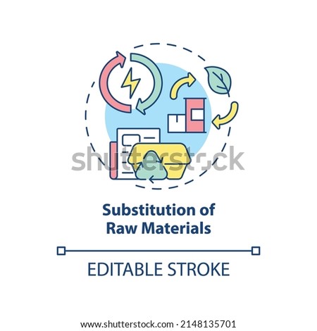 Substitution of raw materials concept icon. Cleaner production option abstract idea thin line illustration. Isolated outline drawing. Editable stroke. Arial, Myriad Pro-Bold fonts used