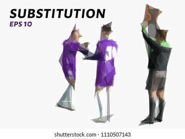 A substitution of triangles. Low poly soccer. Vector illustration