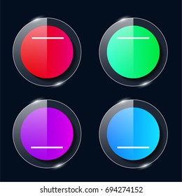 Substract four color glass button ui ux icon. Glossy app icon logo vector