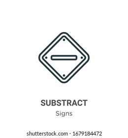 Substract outline vector icon. Thin line black substract icon, flat vector simple element illustration from editable signs concept isolated stroke on white background