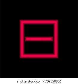 Substract red glowing neon ui ux icon. Glowing sign logo vector