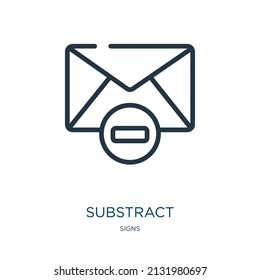 substract thin line icon. add, minus linear icons from signs concept isolated outline sign. Vector illustration symbol element for web design and apps.