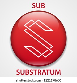 Substratum Coin cryptocurrency blockchain icon. Virtual electronic, internet money or cryptocoin symbol, logo