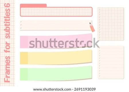 Subtitle base frame set for memo pads, sticky notes, etc.