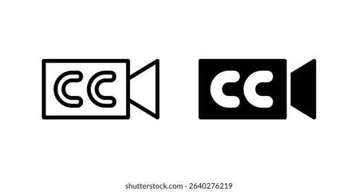 Subtitle Icon Set. A black icon of subtitles, representing text support in media.