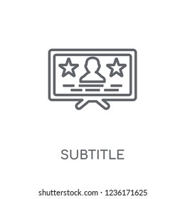 subtitle linear icon. Modern outline subtitle logo concept on white background from Cinema collection. Suitable for use on web apps, mobile apps and print media.