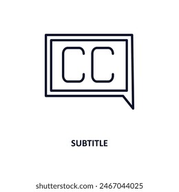 subtitle outline icon.  Thin line icon from cinema collection. Editable vector isolated on white background