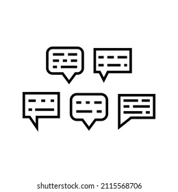 Icono de conjunto de subtítulos aislado en fondo blanco