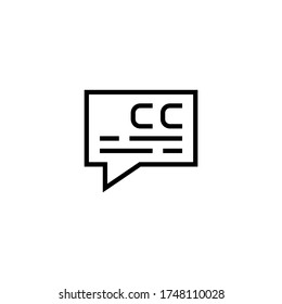 Subtitle vector icon in black line style icon  style isolated white background