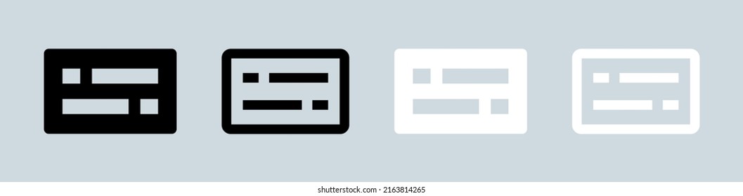 Icono vectorial de subtítulos en colores blanco y negro. Colección de iconos simple.